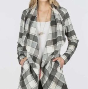Matilda Jane Check It Twice Plaid Wrap Coat No Belt XS